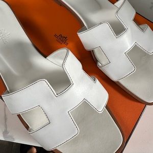 White Hermes Oran sandals